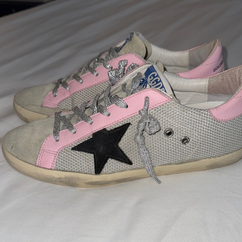Golden Goose Superstar Net Low Top Sneakers Pink and Gray.
